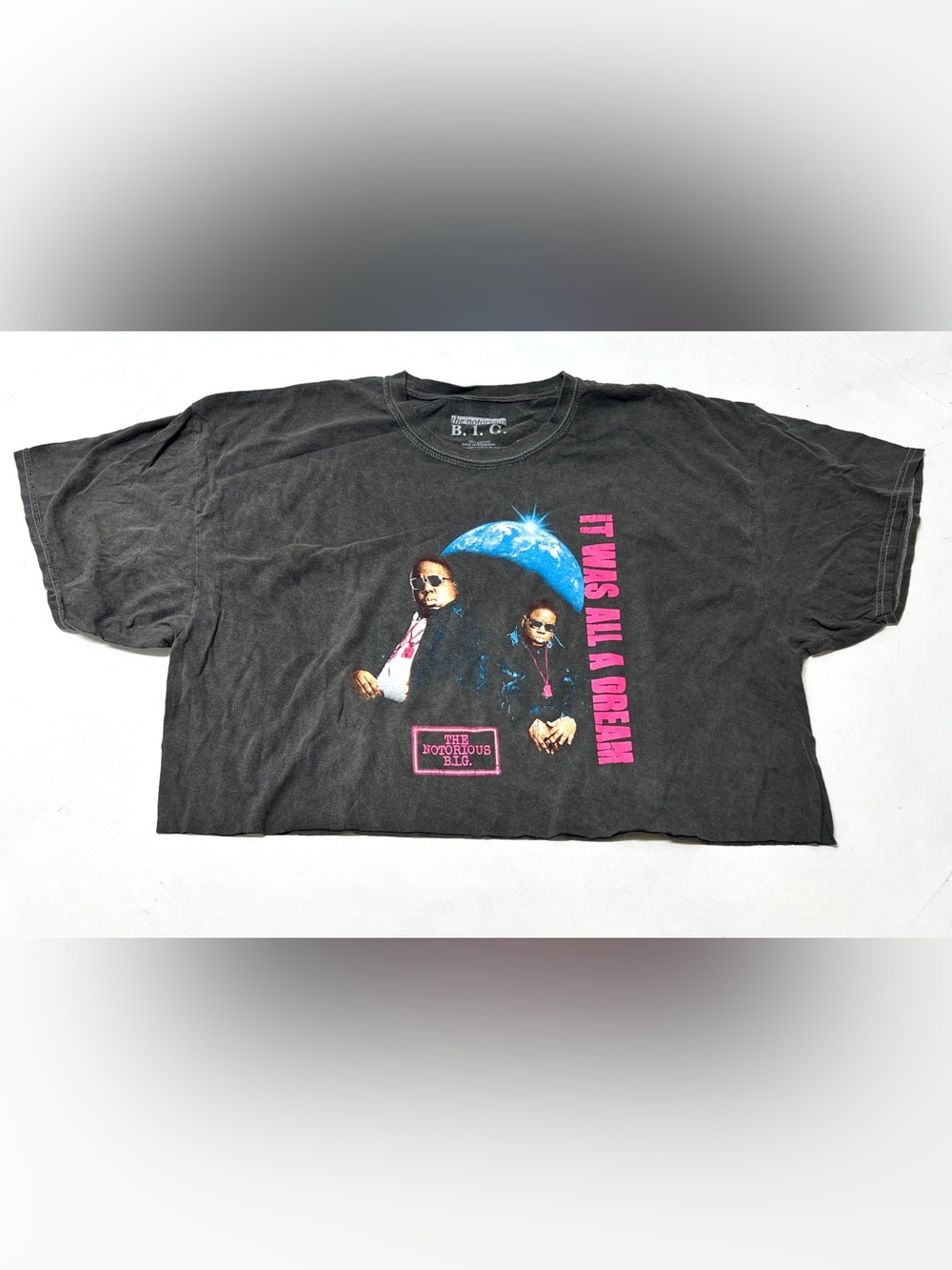 Notorious B.I.G. It Was All a Dream Oversized Boxy Cropped Tee L/XL Black